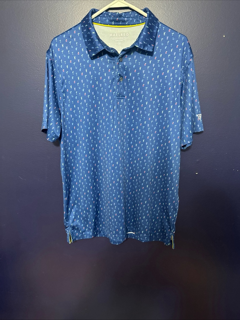 Maelreg‎ Men's Blue Micro-Print Polo